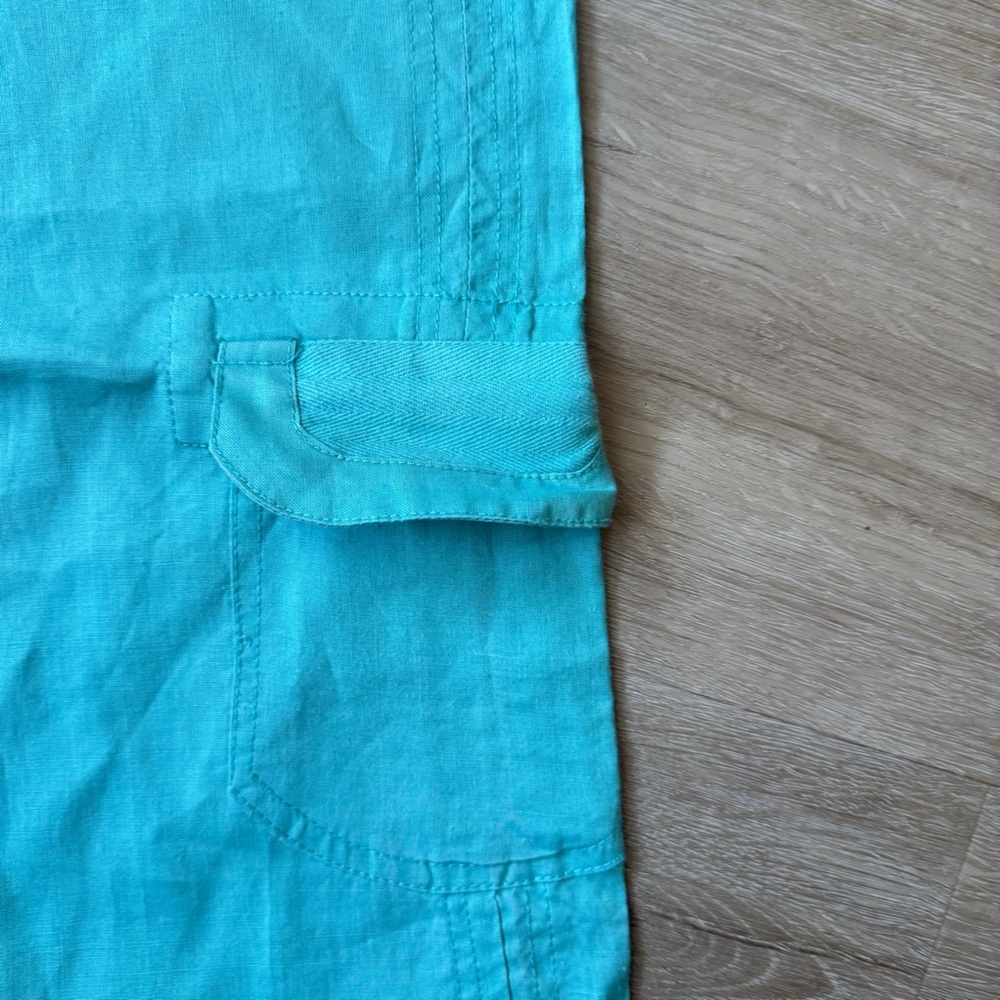 Soft Surroundings Teal Turquoise Straight Leg Cargo PullOn Pants SZ M - Picture 6 of 10